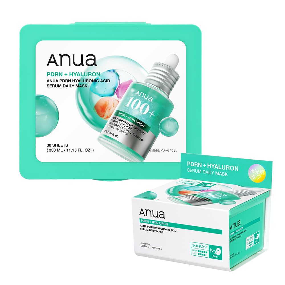 ANUA(Anua) PDRN Hyaluronic Acid Serum Daily Mask Pack (30 Sheets) Moisture Moisturizing Skin Texture Glow Dry Skin Combination Skin pdrn hyaluronic acid serum daily mask Sheet Mask Face Mask Skincare PDRN Hyaluronic Acid (Pack of 30) 30枚入り