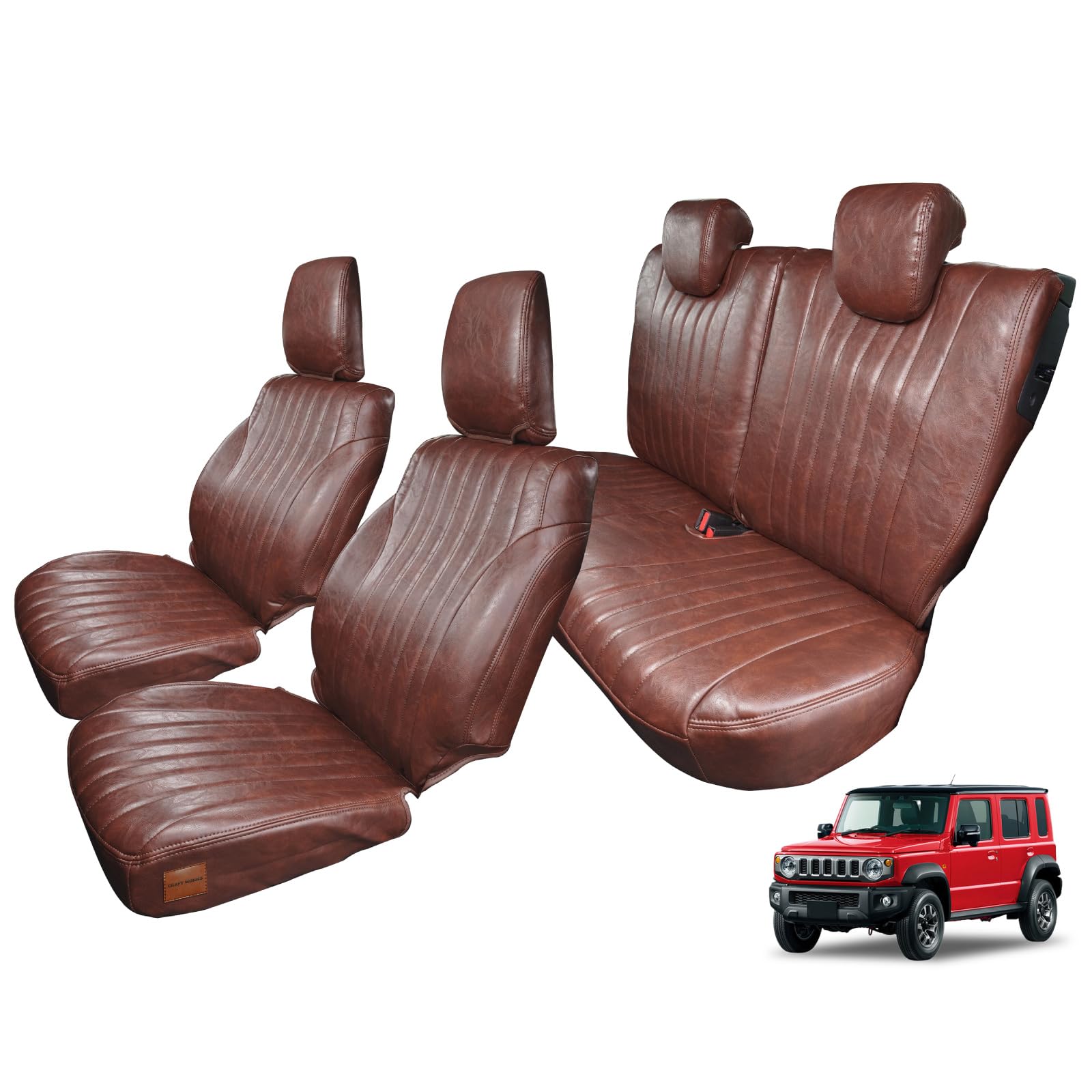 Craftworks JC74W AT MT NOMADE Classic Seat Covers, 1st Row and Rear Seat Set, Waterproof, Flame Retardant, Exclusive Design dark brown ノマド