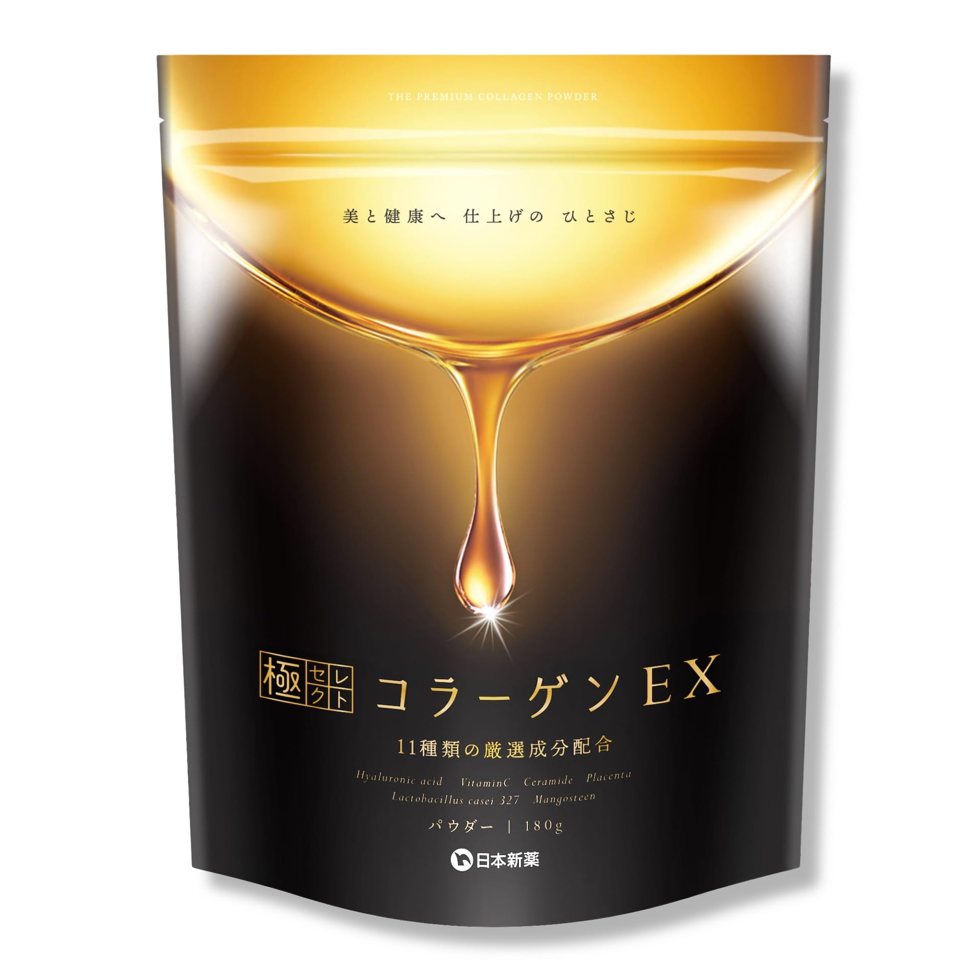 Nippon Medicine Super Select Collagen EX Powder, 6.3 oz (180 g), Hyaluronic Acid, Ceramide, Vitamin C, 11 Carefully Selected Beauty Ingredients, Tasteless, Odorless, Fragrance-free, No Sweeteners, Made in Japan, Low Molecules, Fish Collagen Powder, Winner of the MondSelections Gold Award 1袋