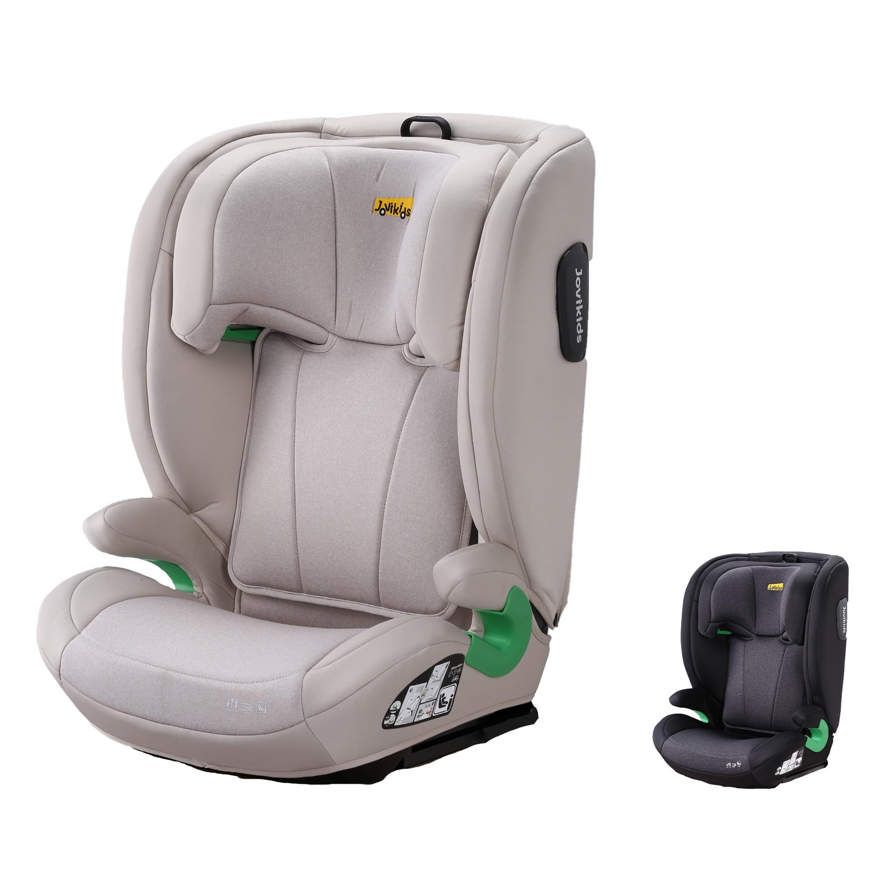 Детское кресло Jovikids ISOFIX, подходит для i-Size R129100-150 см (возраст 3-12 лет), направляющая для крепления и зажим ремня безопасности, бежевый, фото 2
