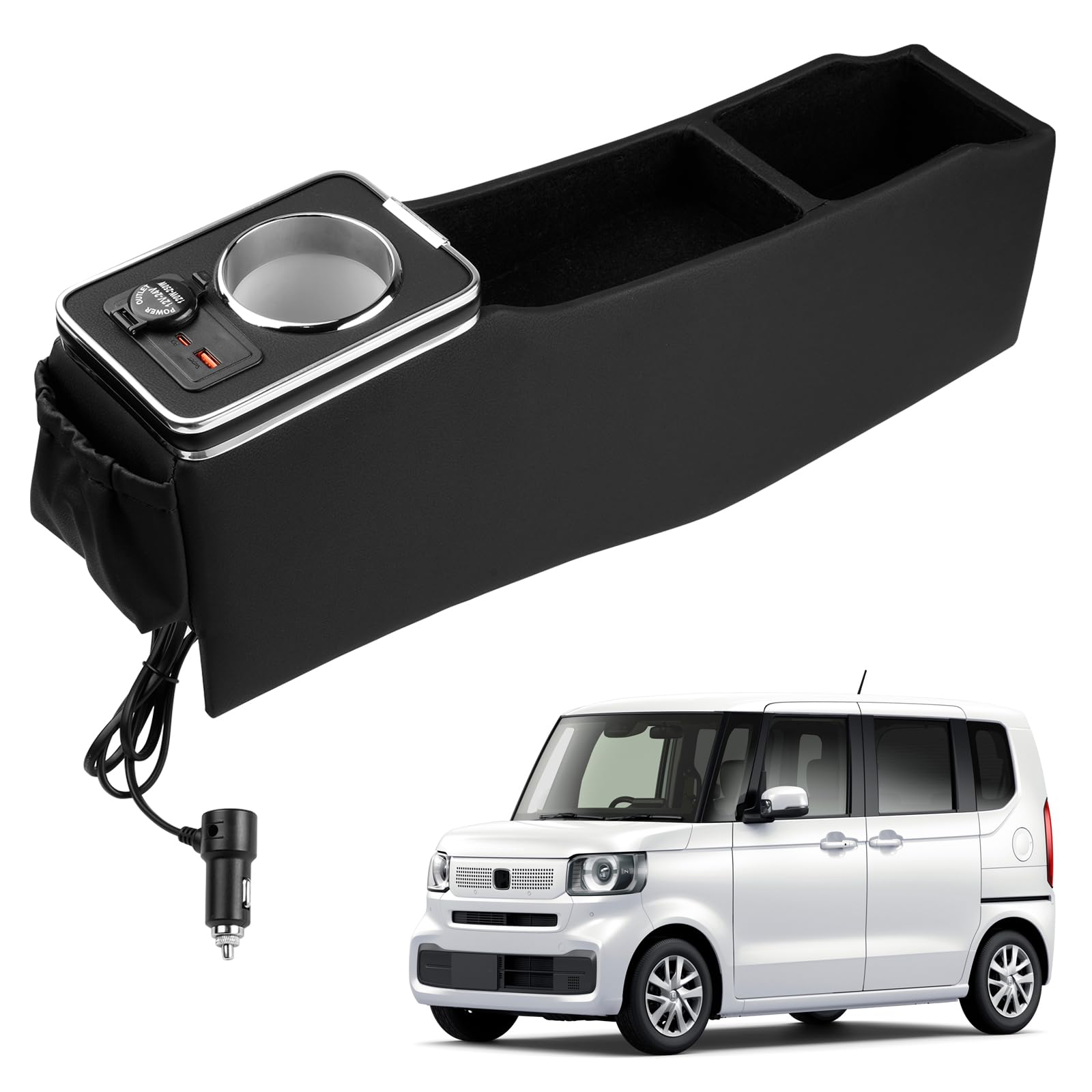 【New Arrival】Auto Spec Honda New N-BOX Custom JF5/JF6/JF4/JF3 Dedicated Console Box Armrest JOY nbox custom Bench Seat Car Armrest Console Elbow Rest Elbow Support Fast Charging Type-C USB Port Drink Honda New N-Box JF5/JF6/JF4/JF3 (Charging Function)