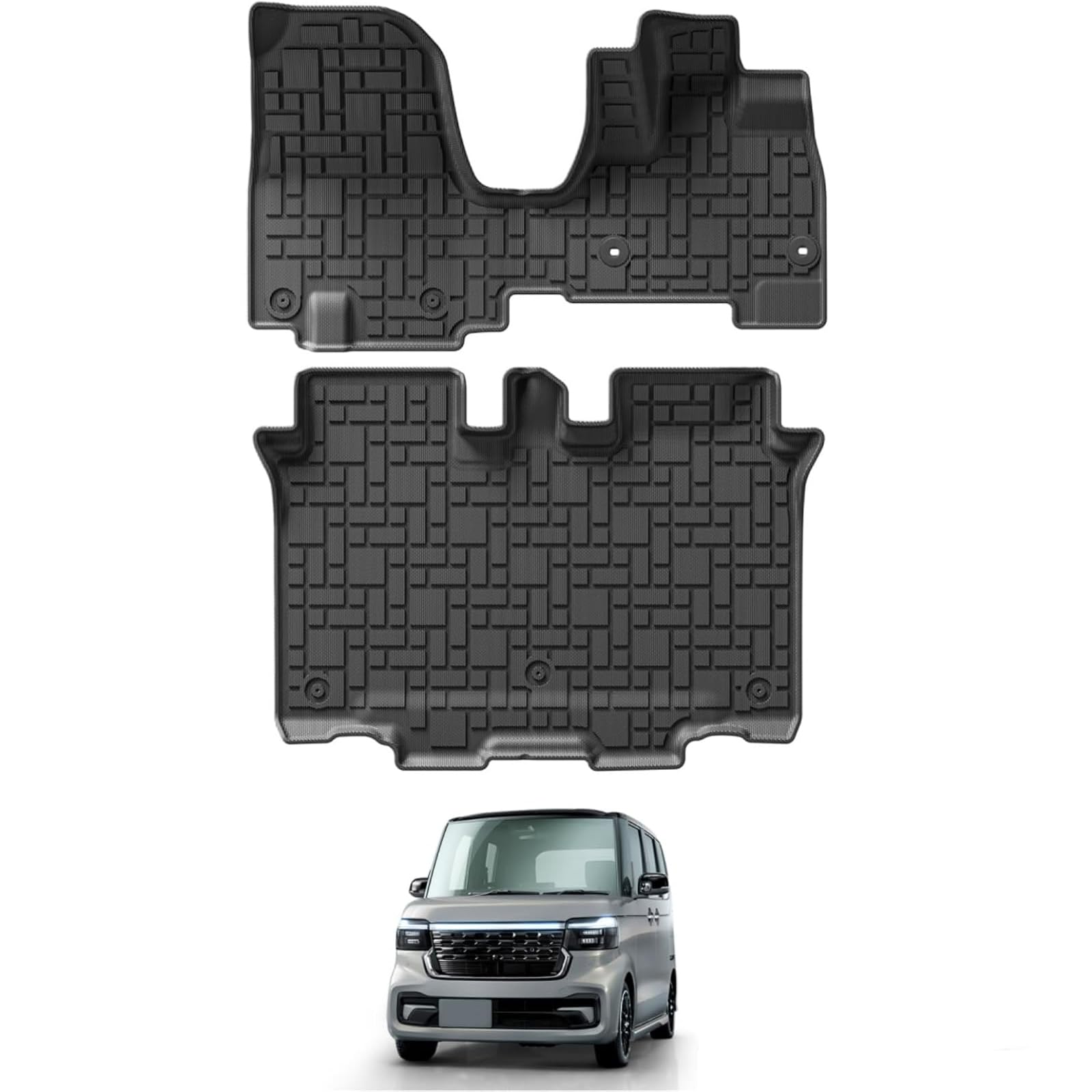 LUCKEASY ホンダ 新型 N-BOX/N-BOXカスタム JF5 JF6 専用 フロアマット 2023年10月～現行 3代目 カーマット | NBOX 3D立体マット ラバータイプ TPE素材 立体構造 Nボックス n-boxカスタム 防水 耐汚れ カスタムパーツ 取付簡単 車種専用設計 保護パーツ 2点セット N-BOX JF5 JF6 前席&二列目