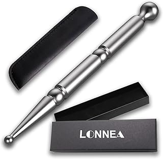 LONNEA 顔 ポインター クステンレス フェイス ツボ押し棒 ステンレス鋼 美顔スティック マッサージ 筋膜リリース 指圧棒（ブラック収納バッグ）