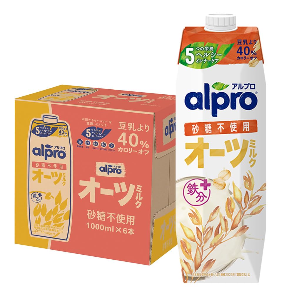Danone Japan Alpro Oat Milk Sugar-Free 1000ml x 6 Bottles Rich in Dietary Fiber 1000 mL, 6 pieces