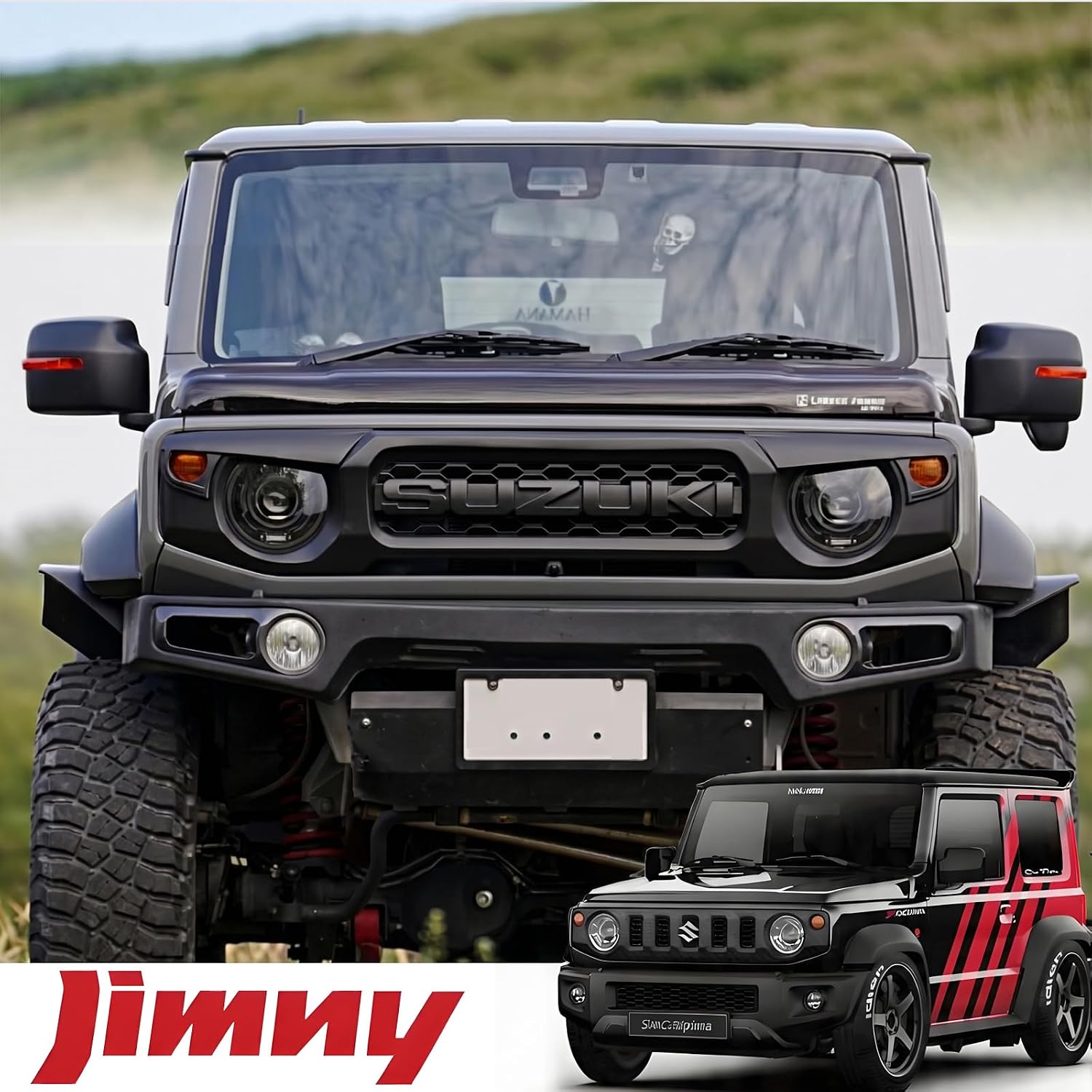 Решетка радиатора Jimny JB64 JB74 JC74 Anger Eye Eyebrow Спортивная передняя решетка для бездорожья Sierra 3-дверный Nomad 5-дверный JIMNY Sierra Nomad Эксклюзивная передняя маска для глаз Внешние детали Стильный дизайн Suzuki / СУЗУКИ с эмблемой Простая установка JIMNY Custom parts Аксессуары, фото 7