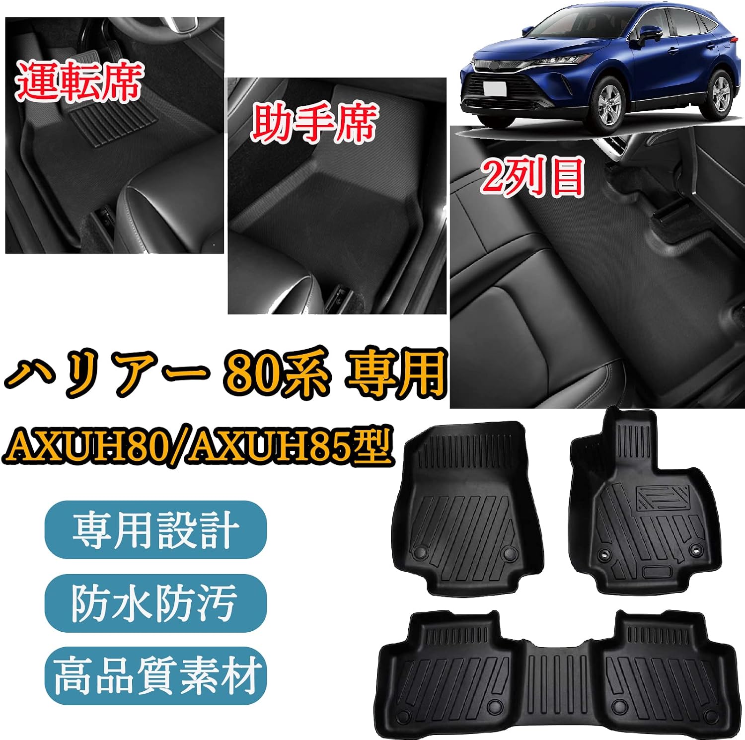 Toyota New HARRIER 80 series 3D коврик для пола Трехмерный коврик для пола HARRIER 80 автомобильный коврик Материал TPE Водонепроницаемые характеристики Устойчивость к 2020/6-, фото 3