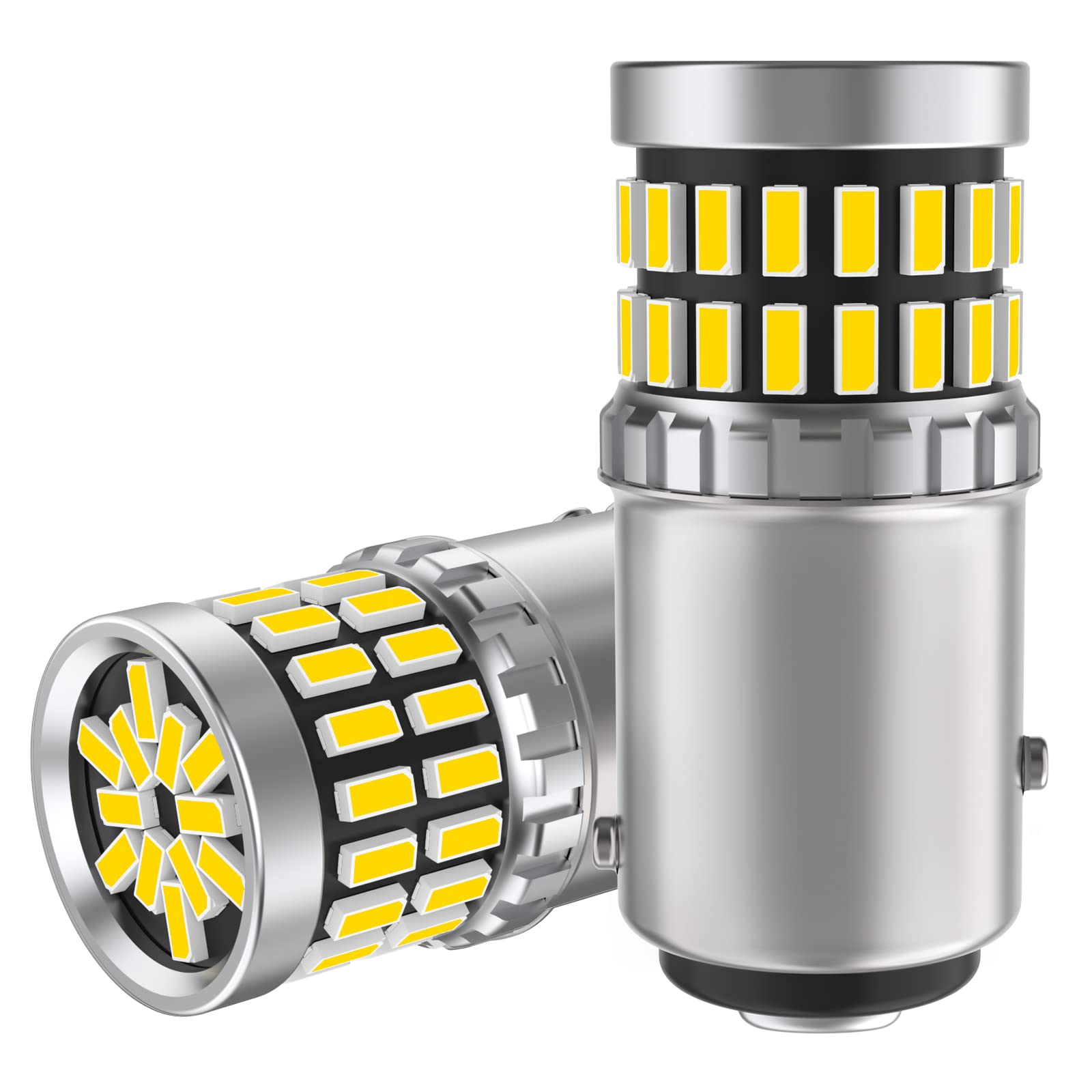 12V-24V Car S25 LED Double Bulb, White, Tail Lamp/Brake Lamp BAY15D P21/5W, 180 Degree Offset, Stop Lamp, LED Bulb, Universal, Ultra Bright, 48 Row 3014 SMD, 6000-6500K, White (Set of 2) S25 ダブル球 white