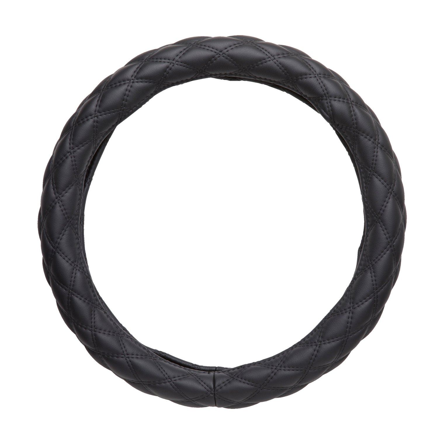 Elegant HC-BQW-2HSMBK Extra Thick Steering Wheel Cover New Break Quilt Double Stitched Diamond 2HS Matte Black x Black 2HS (45-46 cm) matte black