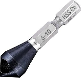 無敵 面取りカッター 6.35mm 六角軸 面取りドリル バリ取り HSS-CO M35 超高硬度 窒化 チタンアルミコーティング ステンレス用 鉄工用 穴開き型(5-10mm)