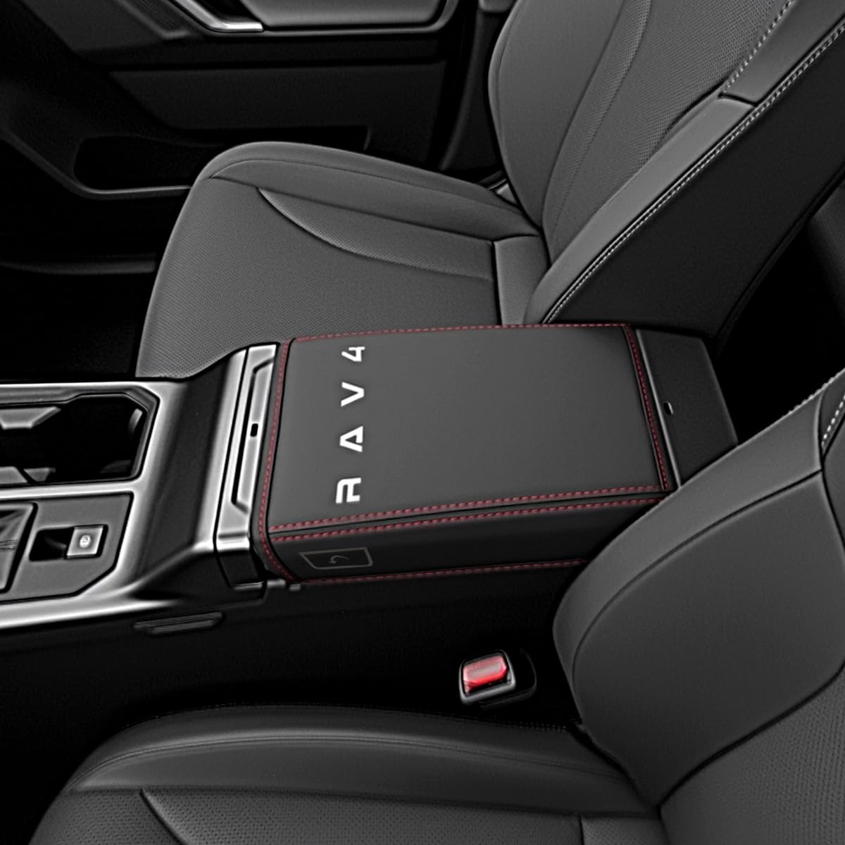 For Toyota RAV4 XA60 Series Armrest Cover Center Console Cover Console Box Leather Arm Pads Interior Parts Dirt Protection Scratch Protection Black (red thread)