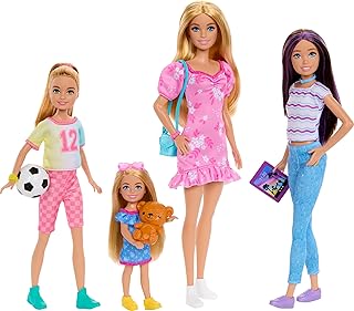バービー姉妹人形セット 服&アクセサリー付き バービー、スキッパー、ステイシー、チェルシー付き