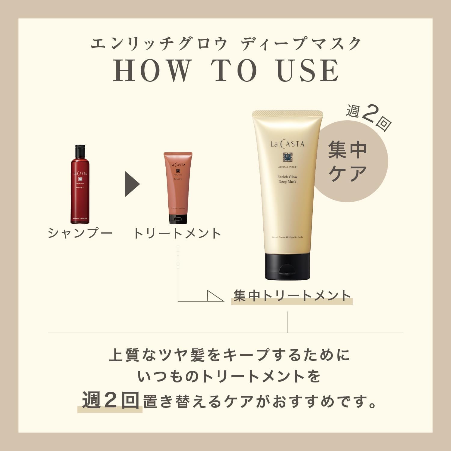 La CASTA / Интенсивный уход 150 г Интенсивной маски [ Enrich Glow Deep Mask ] Для ухода за поврежденными волосами Сделано в Японии, фото 8