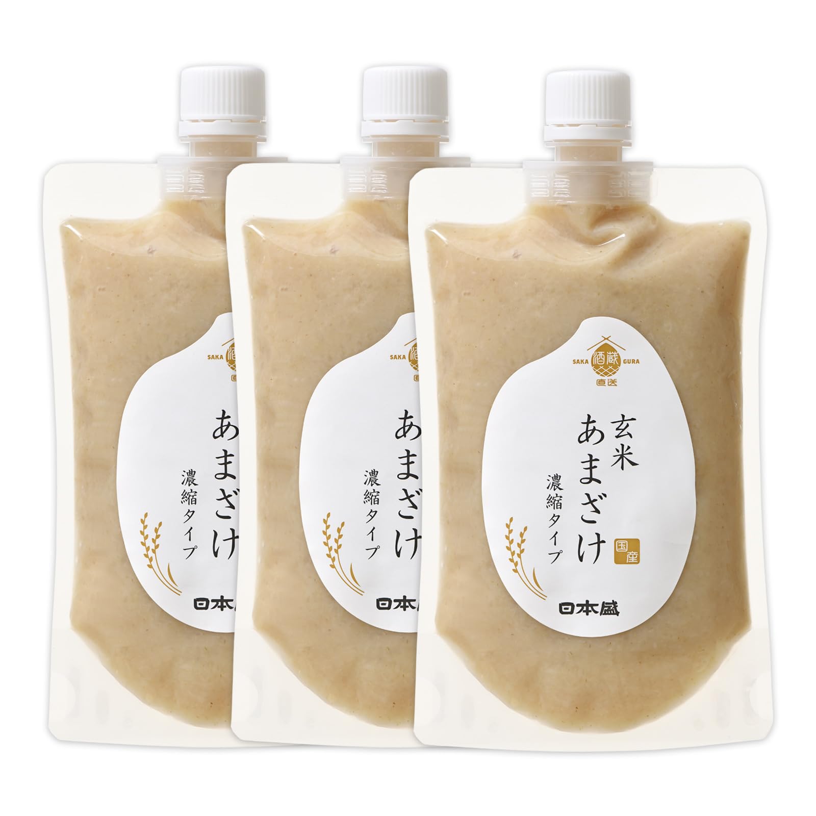 Nippon Mori Brown Rice, Sweet Sake, Amazake Concentrated Type, 10.6 oz (300 g) x 3, Brown Rice, Produced in Japan, Sugar Free, Non-Alcoholic, Japanese Brown Rice, Long-Term Storage 300g×3個
