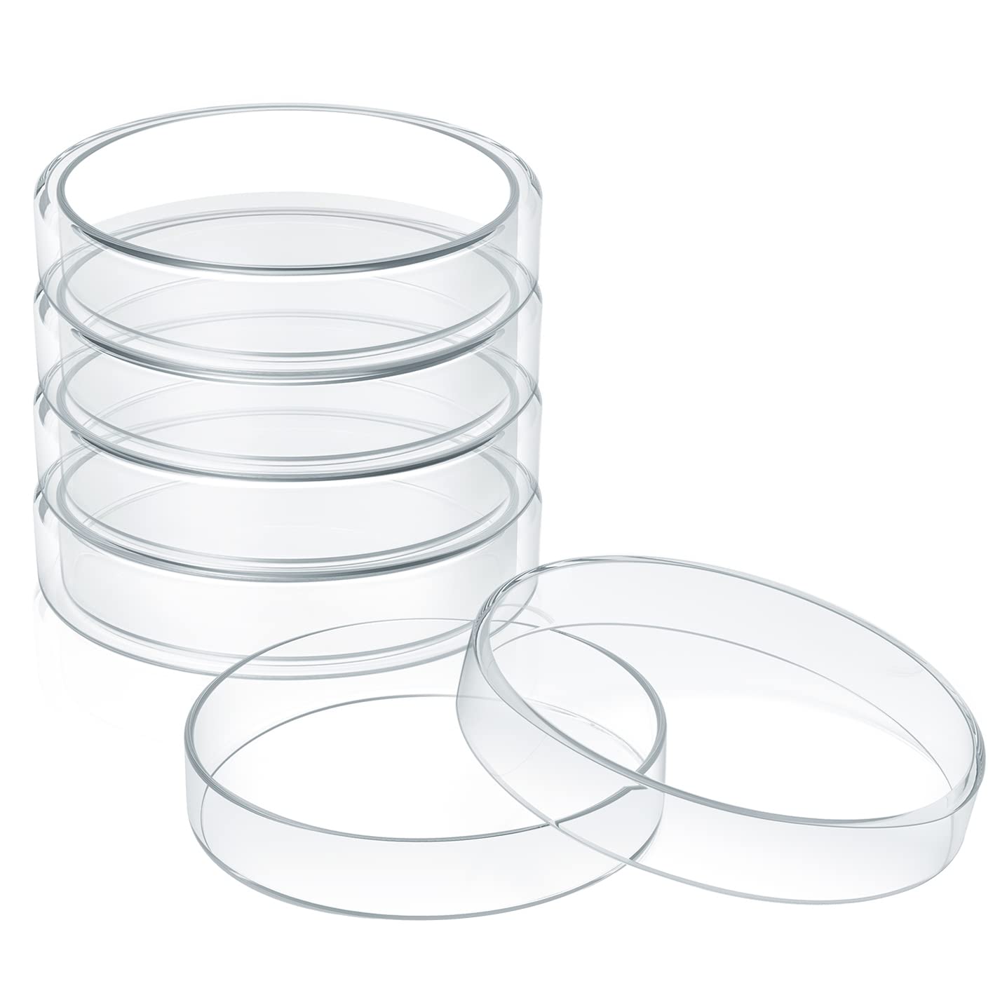 Huanyu Glass Petri Dish 60mm x 17mm with Lid, Set of 5, Heat Resistant up to 400℃, High Borosilicate for Cell Culture, Laboratory and Experiment Use, Plant/Insect Observation Display, Small Item