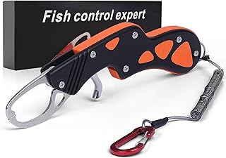 フィッシュグリップ 魚つかみ アルミ合金製 サビに強い 軽量コンパクト設計 耐荷重25kg 軽量 カラビナ付き スパイラルコード付き 海釣り 池釣り バス釣り 沖釣り 船釣り 磯釣り サビキ釣り 穴釣り フィッシンググリップ