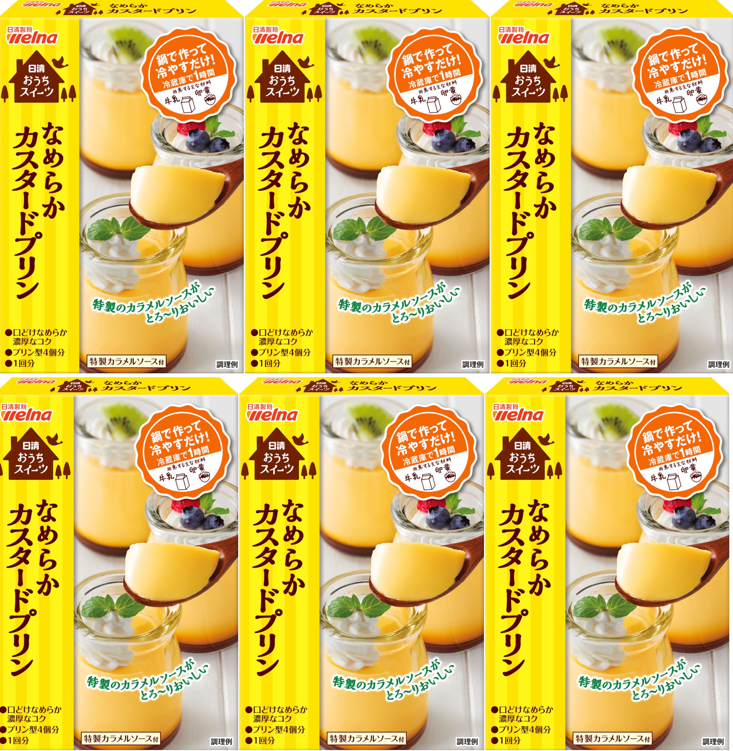 Nisshin Flour Welna Sweets Encyclopedia Smooth Custard Pudding 55g x 6 pieces Nissin Confectionery Encyclopedia Smooth Custard Pudding, 1.9 oz (55 g) x 6 Packs