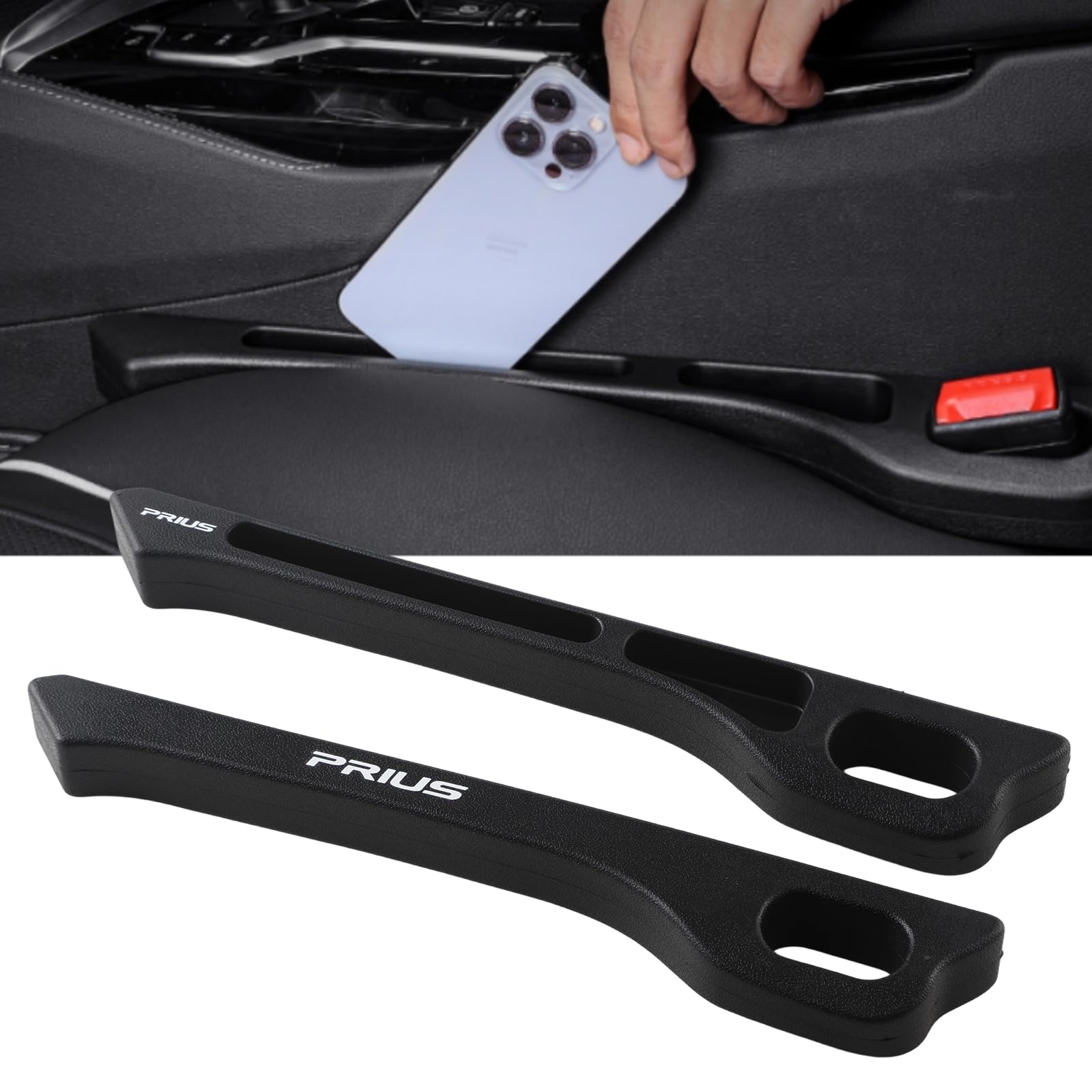 Car Gap Cushion, Thick Type, Car Seat Cushion, Front and Back Mount, Seat Gap, Smartphone Storage, Prevents Small Items from Falling, Interior Parts, Driver / Passenger Seat Set, Logo Symmetric Design, Set of 2 (PRIUS Exclusive)