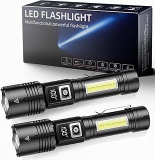 懐中電灯 led 強力 軍用 最強 【2025新型2-in-1多機能COB作業灯 】マグネット付き キャンプ ランタンライト 超高輝度 明るい ハンディライト 5モード 白&赤色灯 ディジタル電気量 ズーム式 ペンライト Type-C 充電式 フラッシュライト 電池式 長時間 防水 防災 ハンドライト 小型 手持ち 作業用 アルミ合金 登山/夜釣り/地震(2個パック）