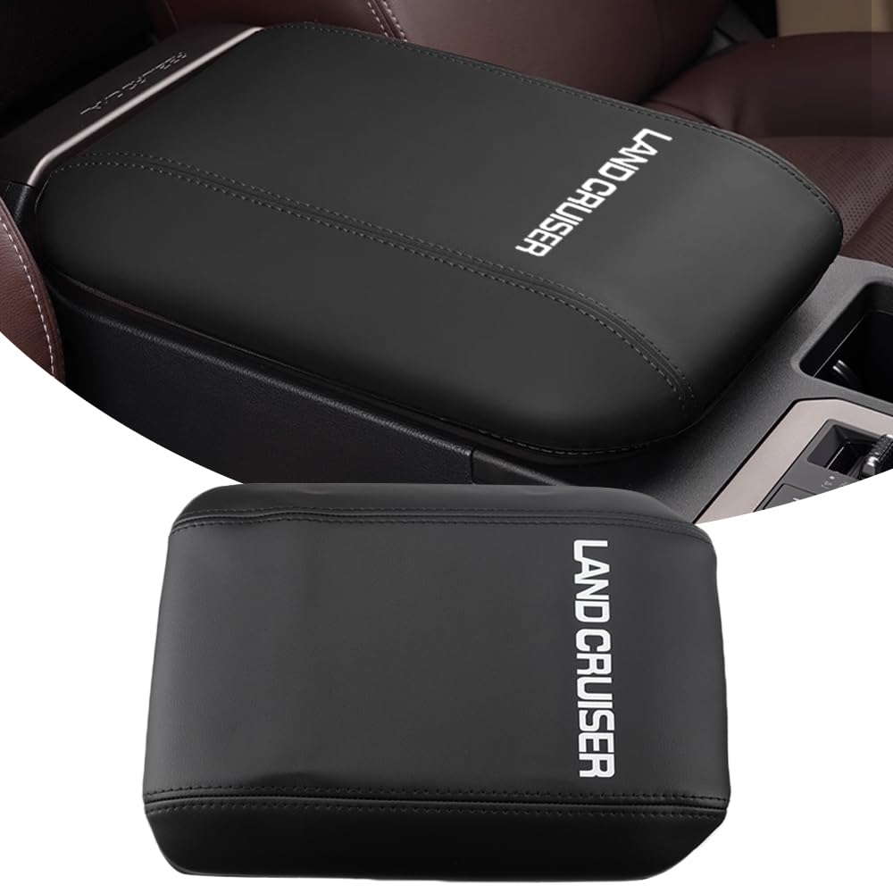 Toyota New Land Cruiser 250 Series Dedicated Armrest Cover Leather Just Cover Console Box Cover Armrest Box Dress Up Accessory Interior Custom Parts (Black Stitch)