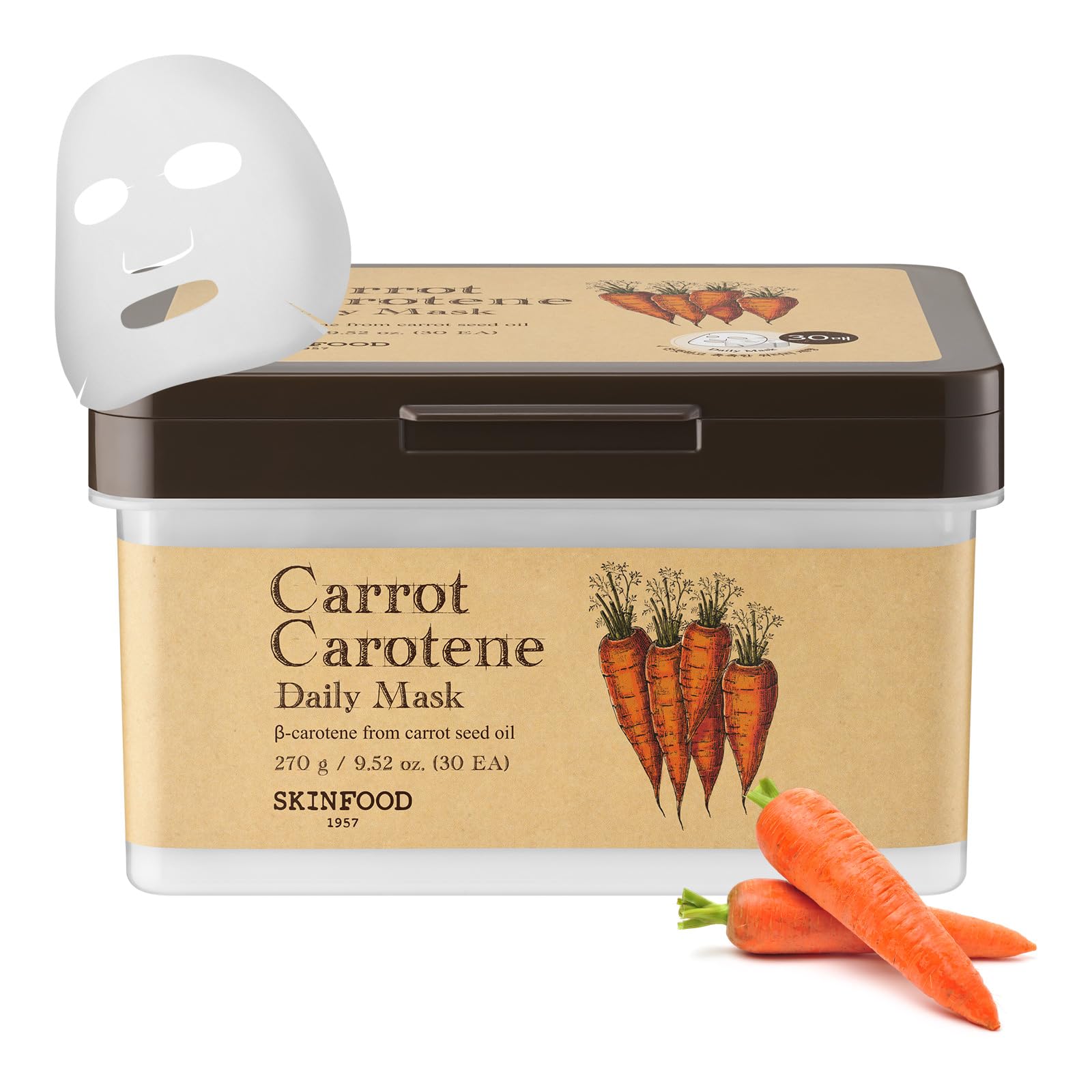 SKINFOOD Carrot Carotene Daily Mask Face Pack Korean Pack Large Capacity Pack Sheet Mask Daily Care orange (carrot)