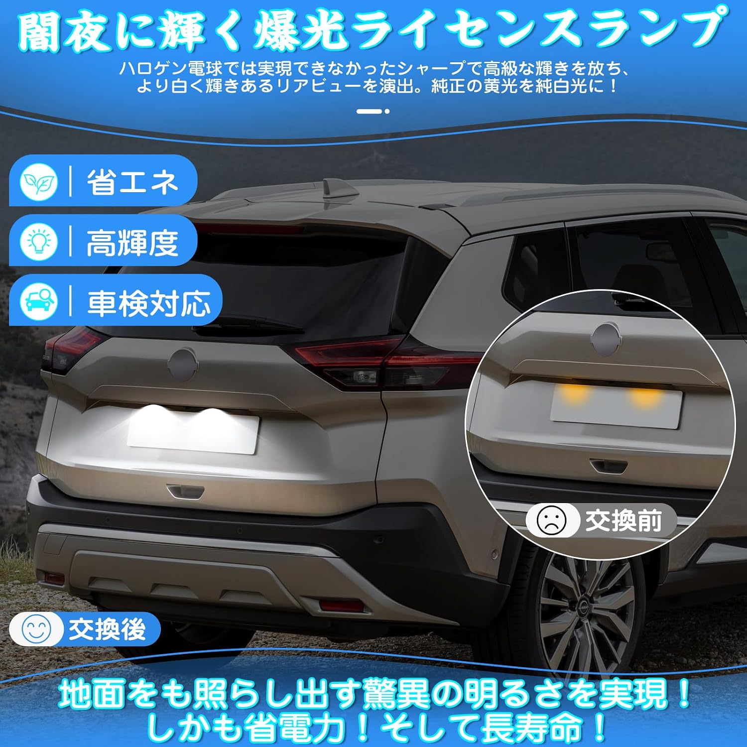 GemPro новая модель X-Trail T33 Selena C27 светодиодный номерной знак X-Trail T32 Rogue J50 номерной знак LED Nissan приложение комплект из 2 предметов взрывной фонарь оригинальная замена, фото 2