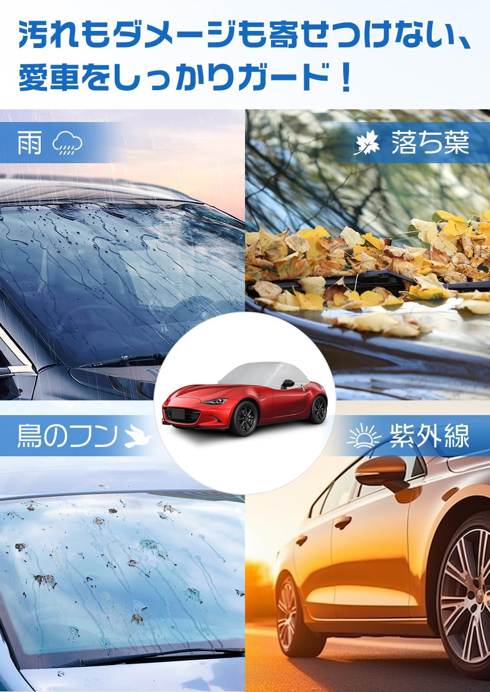 Чехол для родстера Mazda ND Type Exclusive Roadster Half Cover 210D Водонепроницаемый, защищенный от пыли и опавших листьев Чехол для кузова / капота Roadster, ветрозащитный от ультрафиолетовых лучей, для парковки на открытом воздухе, покрытие из полиуретана, Чехол для автомобиля Roadster nd Аксессуары с сумкой для хранения, фото 5