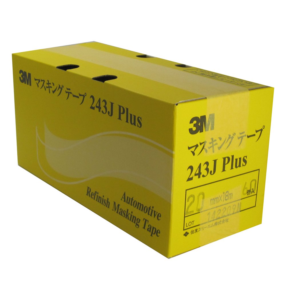 3M Masking Tape, 243J Plus, 0.8 inches (20 mm) x 59.8 ft (18 m) (Sold in Box), 60 Rolls (6 Rolls x 10 Pack) (243J 20) 20 mm Multi-pack type (243J plus) Box (6 rolls x 10 packs)