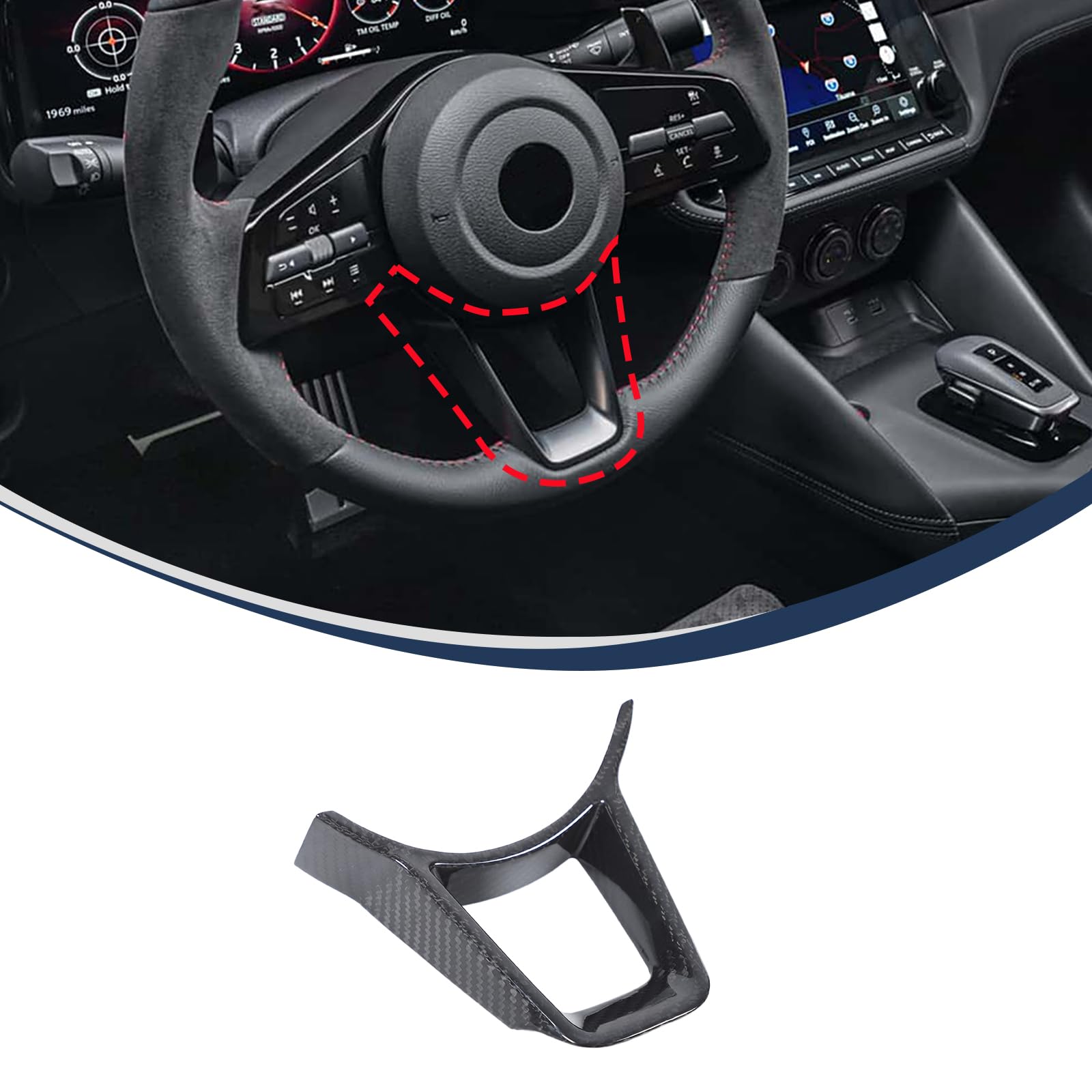Nissan Fairlady Z RZ34 2022-2025 Interior Panel, Steering Panel Cover, Steering Panel, Steering Cover, Carbon Fiber Material, Protective Cover, Easy Installation, Interior Parts, Custom Accessories, Car Supplies (Carbon Tone)