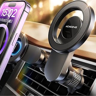 スマホホルダー 車 マグネット ACMEZING 車 スマホスタンド【史上最強の磁力&強化金属フック】mag-safe カー用品 | 22つN55磁石 超強磁力 エアコン 吹き出し口 二重360°調整 片手操作 0.1秒吸着 電波干渉なし マグセーフ 安定性アップ 携帯スタンド 落下防止 車用品 便利グッズ 人気 iPhone/Android4-7インチ多機種と多車種が対応
