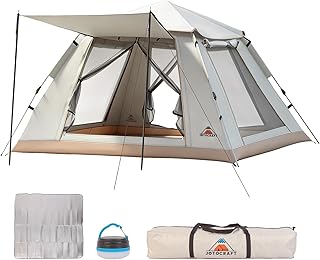 テント ワンタッチテント 3～5人用 簡単設営 UPF50+ 耐水圧3500mm UVカット99% 軽量 【 ピックニックマット・ランタン付き 】 通気 防風 防水 防虫 サンシェード コンパクト収納 アウトドア ファミリー お花見 防災 登山 釣り キャンプ
