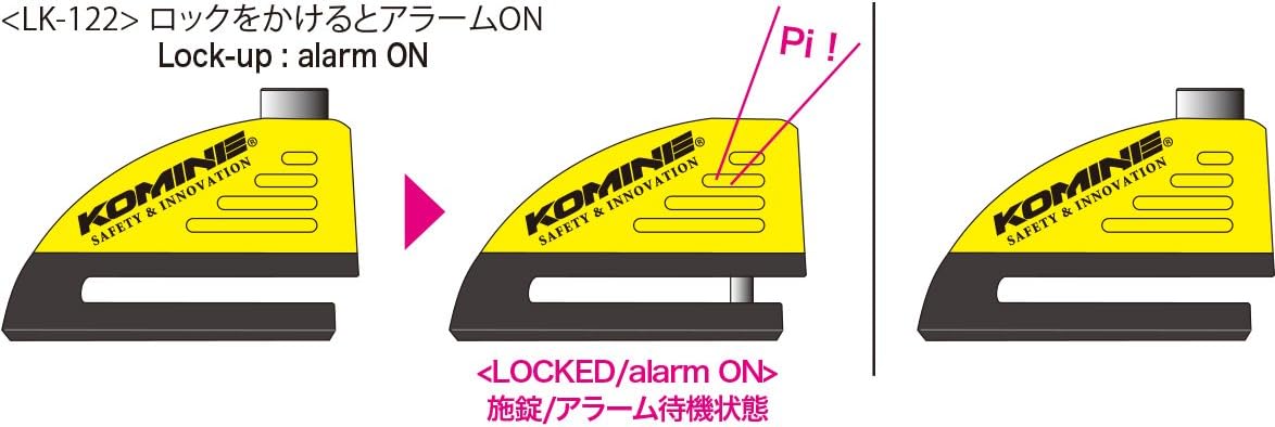 KOMINE (КОМИНЕ) Дисковый замок-сигнализатор с напоминанием для велосипеда LK-122 и накладной замок-сигнализатор для велосипеда LK-120 [купить комплект], фото 3