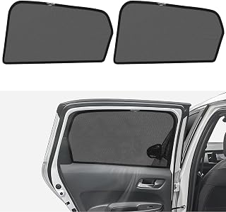 BMW X1 U11 2023 年～現在 専用 サンシェード マグネット式 サイド用 車種専用 メッシュカーテン 換気 断熱 日除け メッシュサンシェード 日焼け防止 UVカット 遮光カーテン 日差し 紫外線カット 虫よけ 通気 運転席 助手席 アクセサリー 専用 マグネット式 UV カット 遮光 換気 簡単着脱(Size:後席2枚,Color:黒)