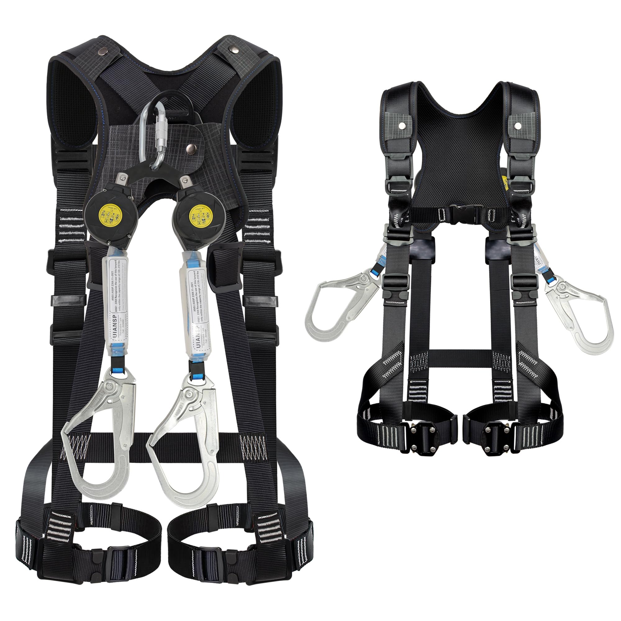 Full Harness Safety Belt New Specification Safety Belt New Standard Fall Prevention Device Wire Harness Safety Belt New Standard Group Stretchable Double Lanyard Shock Absorber Fall Prevention