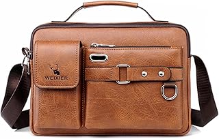 FAREV ショルダーバッグ セカンド バッグ メンズ 斜めがけ メッセンジャーバッグ 斜めがけバッグ オシャレ な シンプル な 軽量 実用 自転車 かばん男性用 ライト・ブラウン