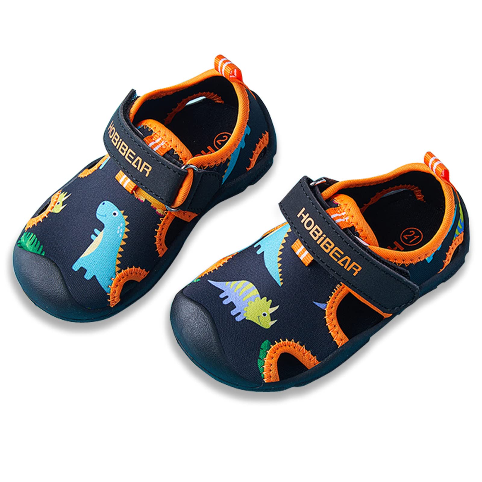 [Kumonise] Kids Baby Marine Shoes Sandals Beach Water Sports Shoes Boys Girls Outdoor Children Shoes Toe Protection Breathable Flexible 14-20cm 15.0 cm 3E Dinosaur Black