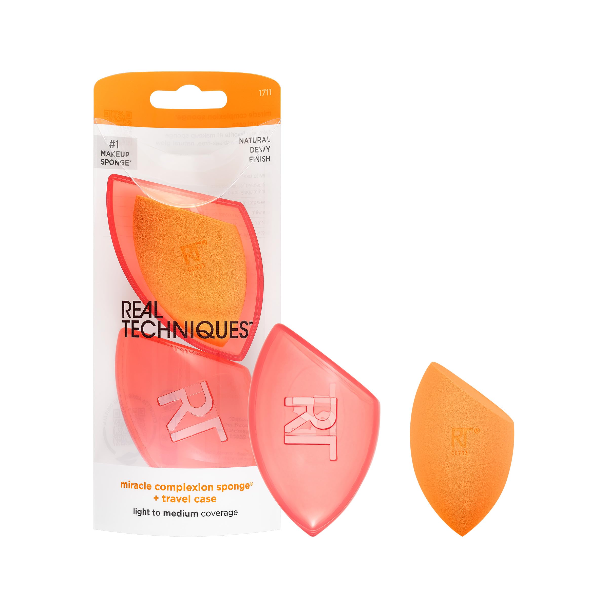 Real Techniques Miracle Complexion Makeup Sponge for full cover foundation with Travel Case (Packaging and Colour May Vary)