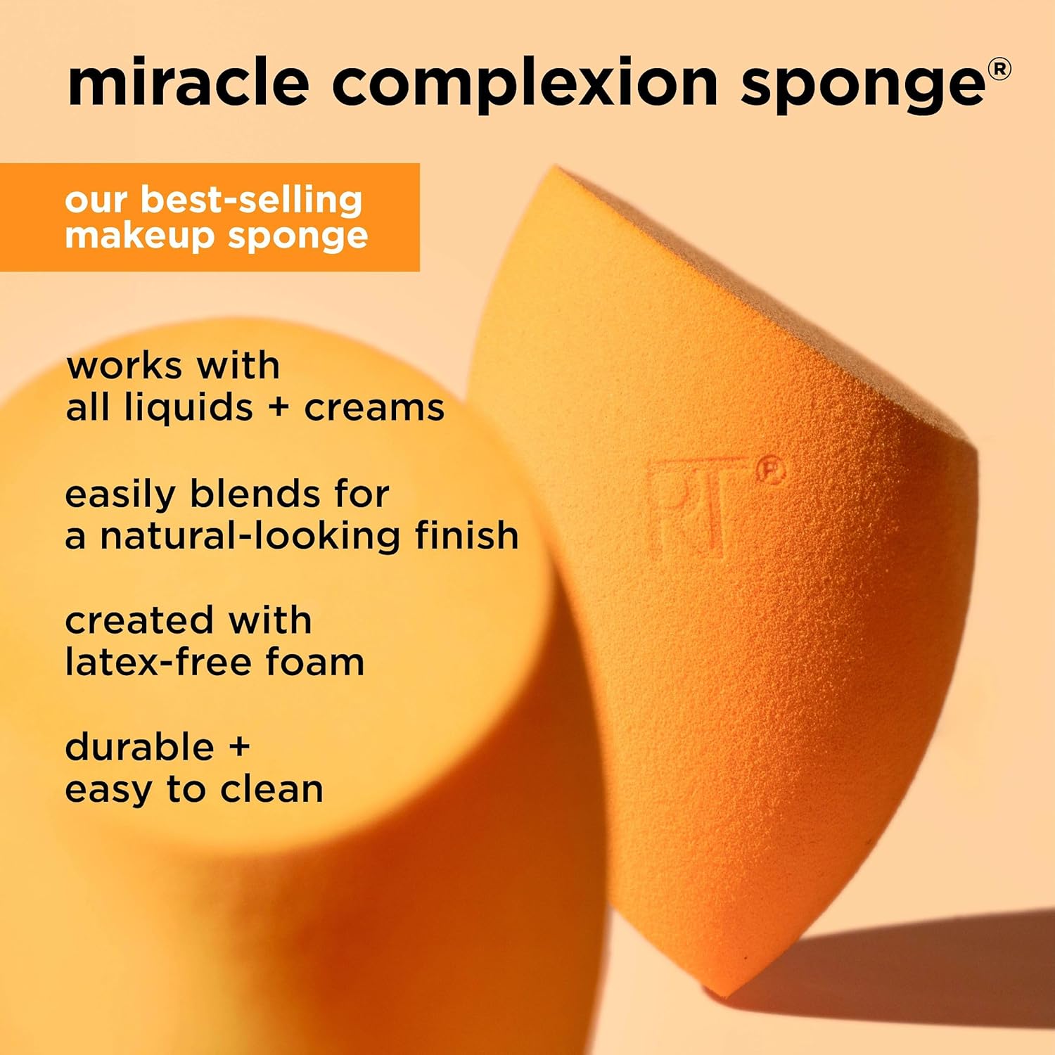 Губка для макияжа Real Techniques Miracle Complexion для нанесения тонального крема с полным покрытием в дорожном футляре (упаковка и цвет могут отличаться), фото 4