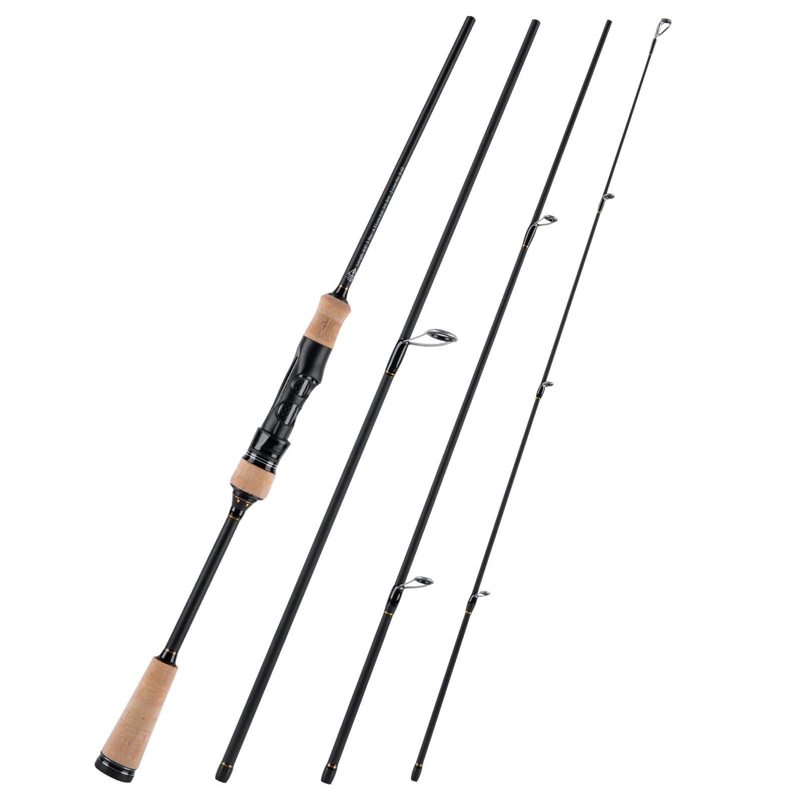 Goture Spinning Rod, Trout Rod/Sea Bass Rod, 4-Piece Carbon Fiber, FUJI Guide, 6 ft 11 in (1.81m)/MH, 6 ft 6 in (1.98m)/M, 6 ft 6 in (1.98m)/L, 7 ft 3 in (2.21m)/UL, Sea Fishing/Freshwater Fishing 664MS/1.98m-M (Seabas)