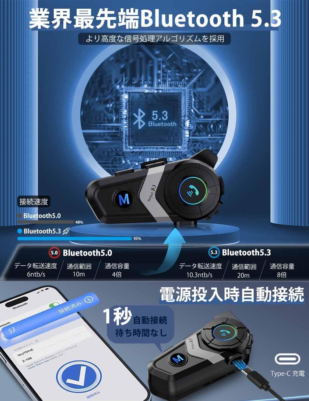 【Новинка 2025 года выпуска и второе поколение】 Мотоциклетный домофон Bluetooth 5.3 с качеством звука HIFI, совместимый с мотоциклетным шлемом, Водонепроницаемый IPX7, Мотоциклетные наушники, Автоматический вызов серебристого цвета, фото 6