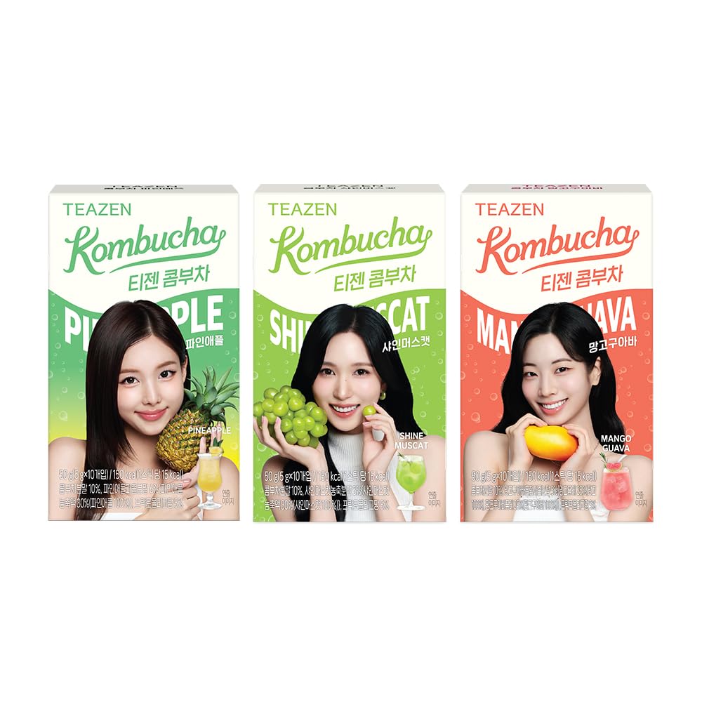 【TEAZEN Official】TEAZEN Kombucha 50g (5g×10pcs) 3-Piece Set Pineapple, Shine Muscat, Mango Guava Pineapple, Shine Muscat, Mangoava