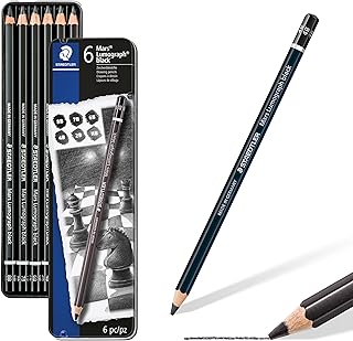 ステッドラー(STAEDTLER) 鉛筆 8B 7B 6B 4B 2B HB マルス ルモグラフ ブラック 描画用 デッサン カーボン芯 6硬度セット 100B G6