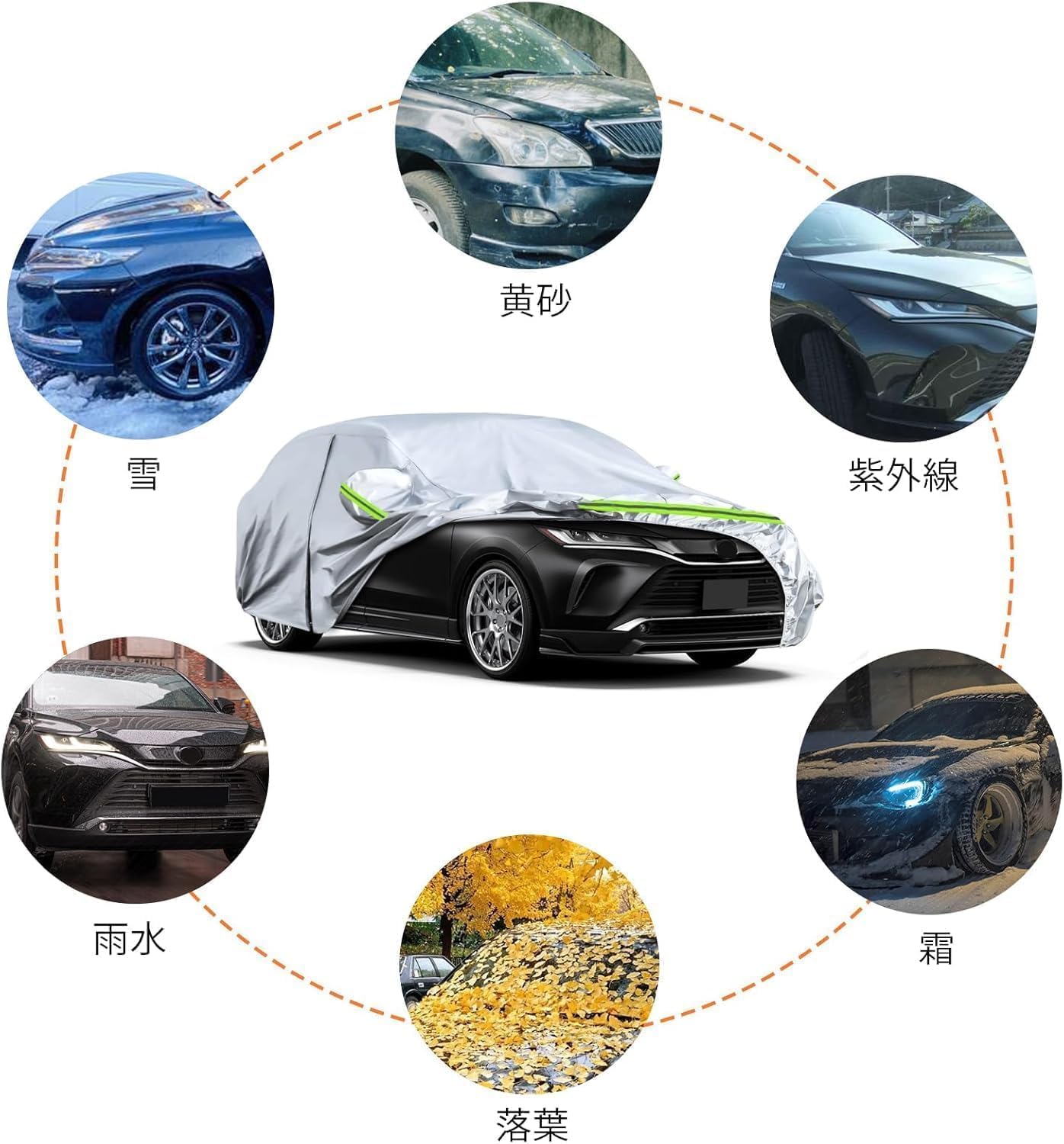 Автомобильное покрытие Harrier XU60 XU80 system 2013-Текущее покрытие кузова Толстая задняя часть, матовая, с желтым песком, Водонепроницаемая, пыленепроницаемая, защищенная от ультрафиолетовых лучей, модель автомобиля эксклюзивного использования, эластичный ветрозащитный трос, соответствующий требованиям four seasons, Гарантия качества серебристый, фото 5
