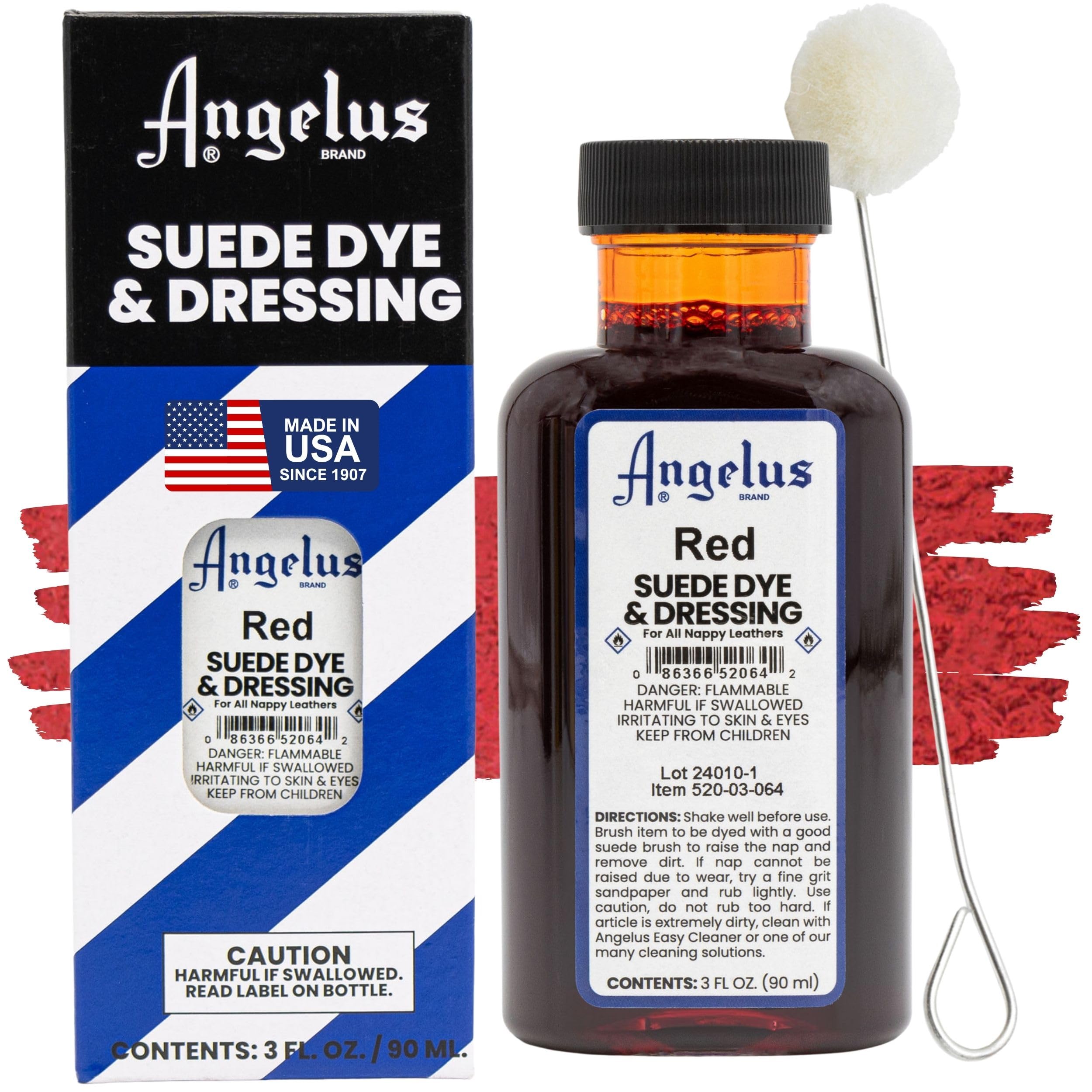 Angelus Suede Dyed Red 3 oz.