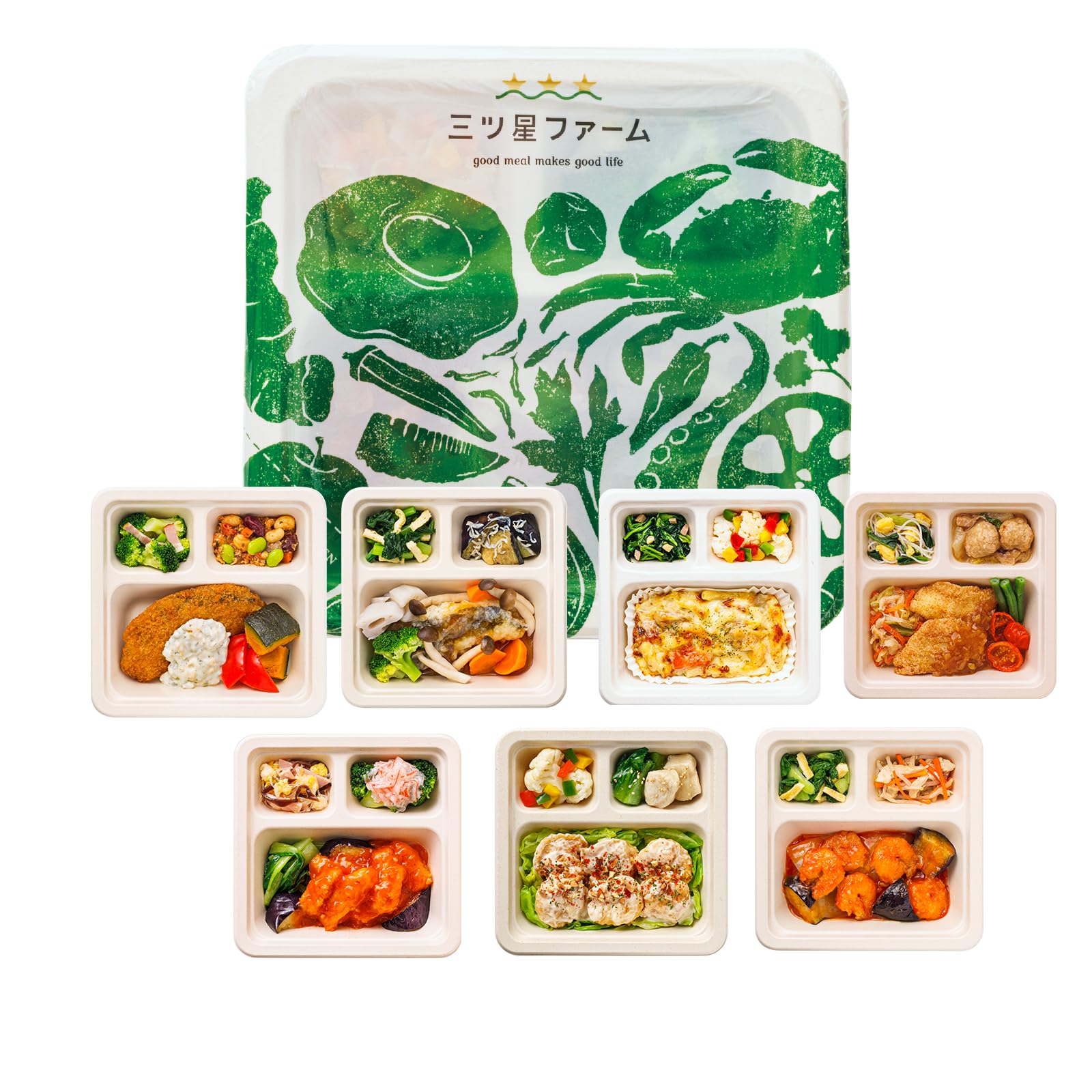 Mitsuboshi Farm World Taste Gourmet Seafood Flavor, 7 Meals, Frozen Bento Box, Diet, Low Sugar, High Protein, Low Calorie 7食（Amazon）