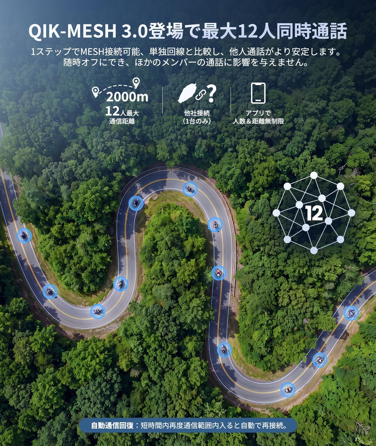 Велодомофон JESIMAIK H7S, рекомендованный Masayuki Aokyo (первый в отрасли совместимый с двумя приложениями Bluetooth 6.0), Звонок во время прослушивания музыки, Одновременный вызов 12 человек, QIK-Mesh3.0, Черный магнитный, 1 шт, фото 4