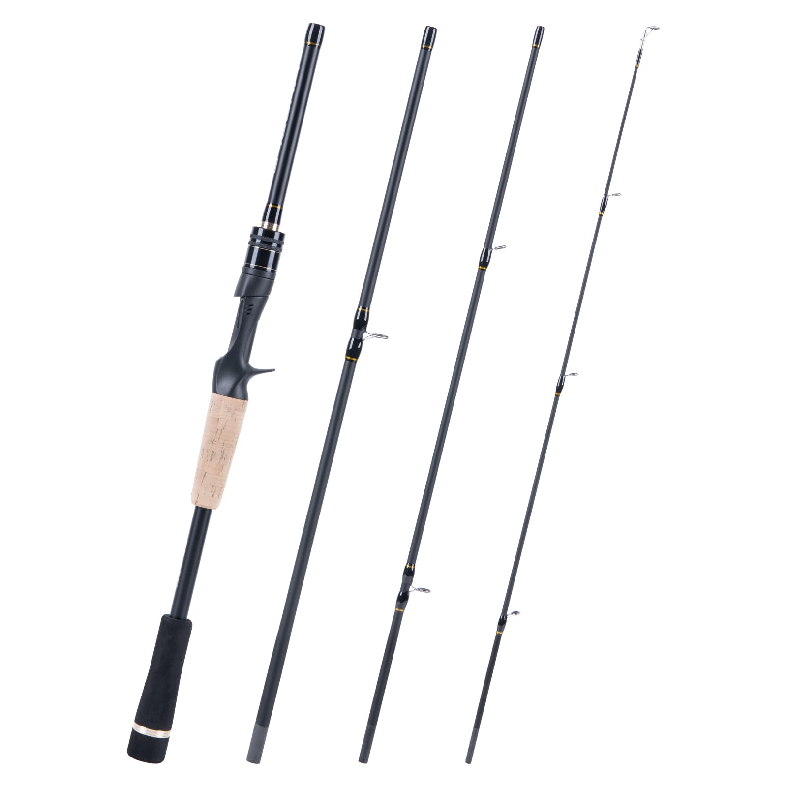 Goture Fishing Rod, Spinning Rod, Baitcasting Rod, 6 ft 6 in/6 ft 11 in (1.98 m/2.1 m), 4-Pieces, 24T Carbon, Lightweight, Portable, Compact Rod, Sea Bass, Egging, Bass Fishing, Sea Fishing bait rod 1.98 m