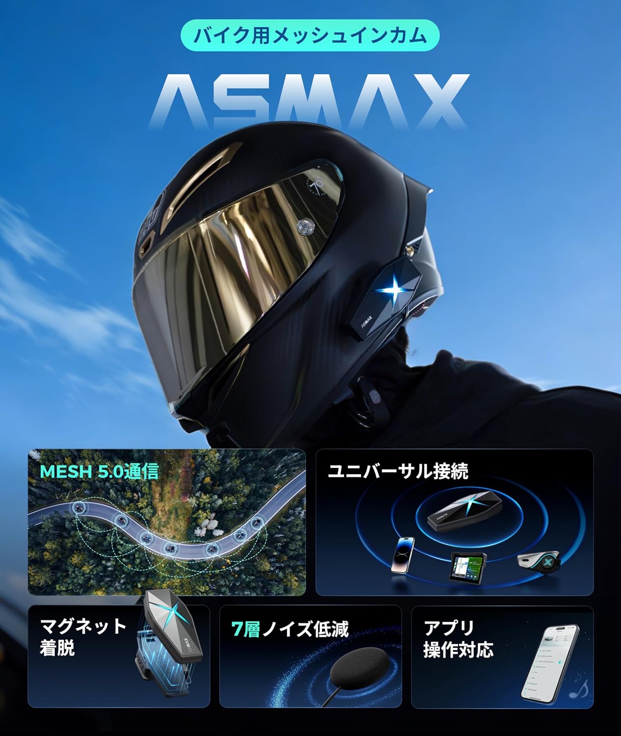 ASMAX F1 Bike Income для 10 человек возможна одновременная связь по сетке Bluetooth 5.3 Японское голосовое управление Может быть подключено к bike income другой компании Во время прослушивания музыки Двухчиповое восьмиядерное устройство велосипедной связи Автоматическое восстановление связи и регулировка громкости Японские команды и руководство IP67 Водонепроницаемость ENC и DSP Шумоподавление 1 комплект, фото 2