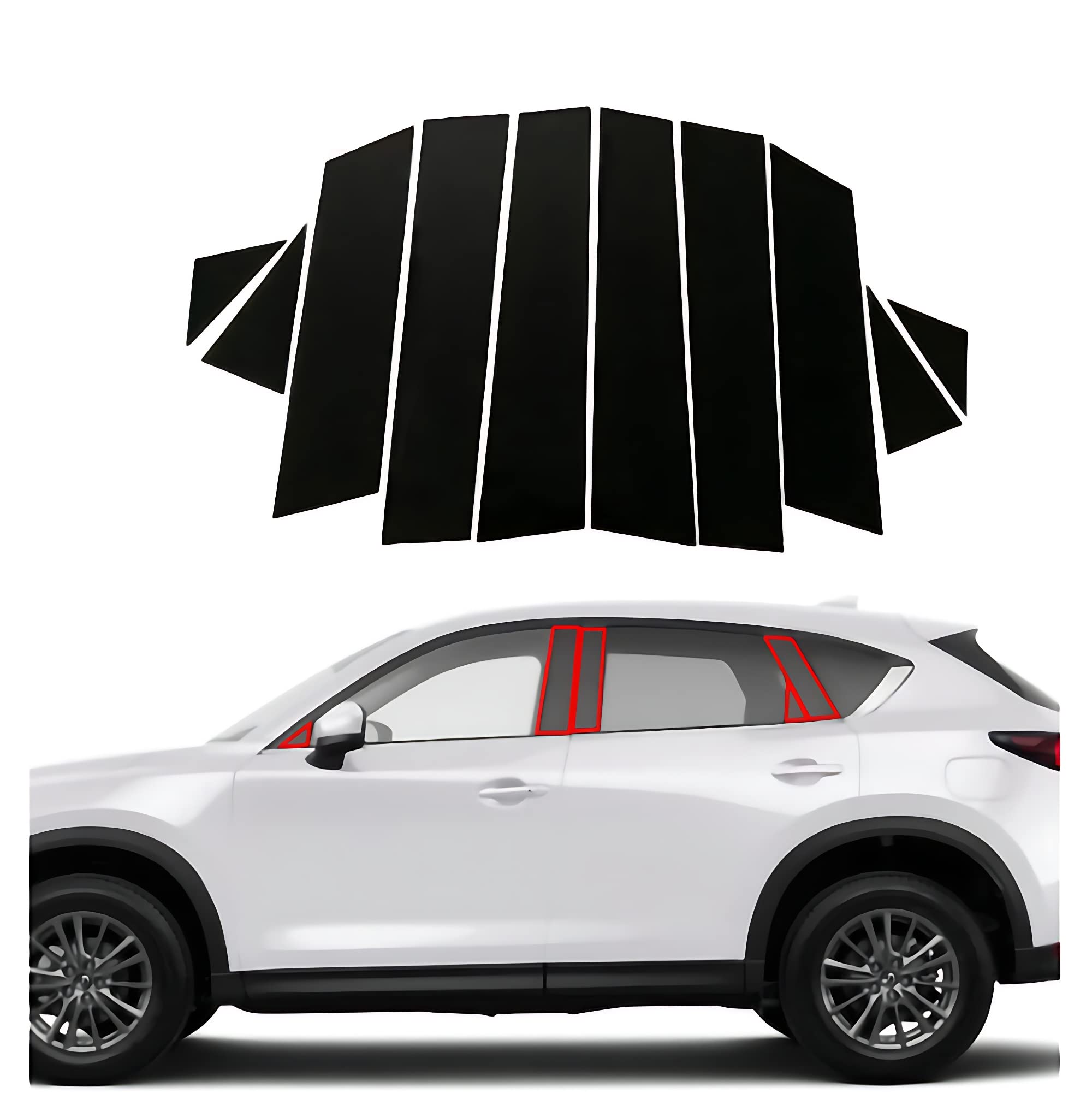 Mazda CX-5 KF (Feb 2017~Present) Pillar Garnish Genuine Side Mirror Sticker Garnish Protective Cover 10-Piece Set Piano Black