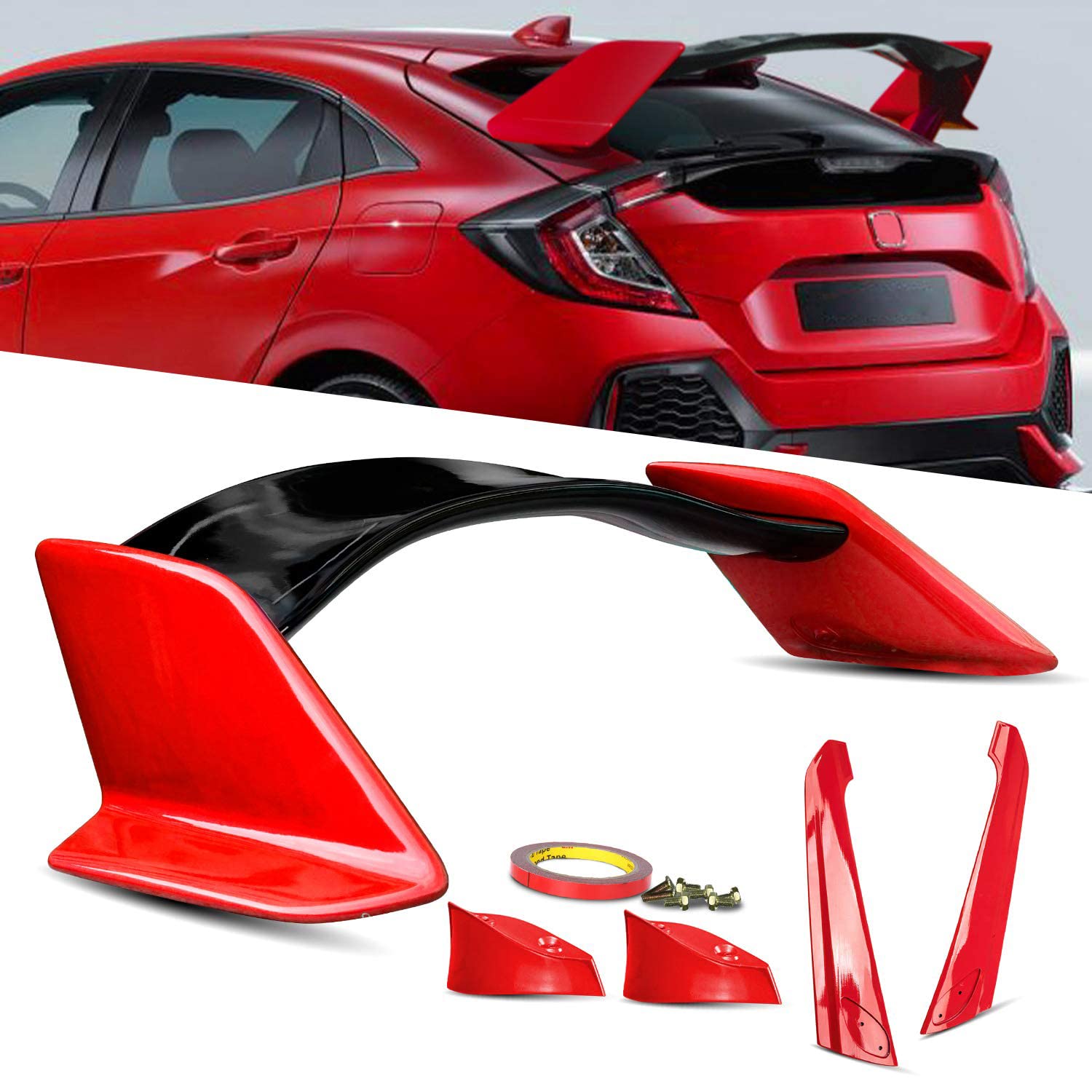 YUANZHENG Honda Civic Hatchback Rear Wing Rear Spoiler Fit FK7 FK8 Type R Rear Under Spoiler 2017 2018 2019 2020 Red