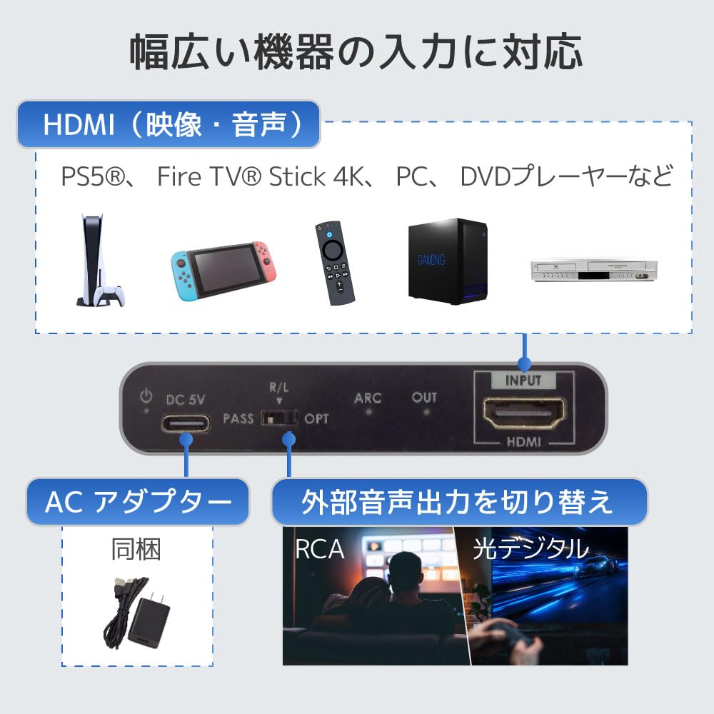 RATOK SYSTEM 8K 60 Гц 4K 120 Гц 144 Гц, совместимый с ARC HDMI аудиоразветвитель RS-HD2HDA-8K HDMI 2.1 Оптический цифровой аудиоразветвитель PS5, фото 11